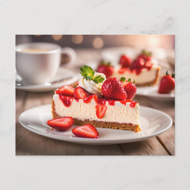 Postal Tarta de queso con fresa (Anverso)