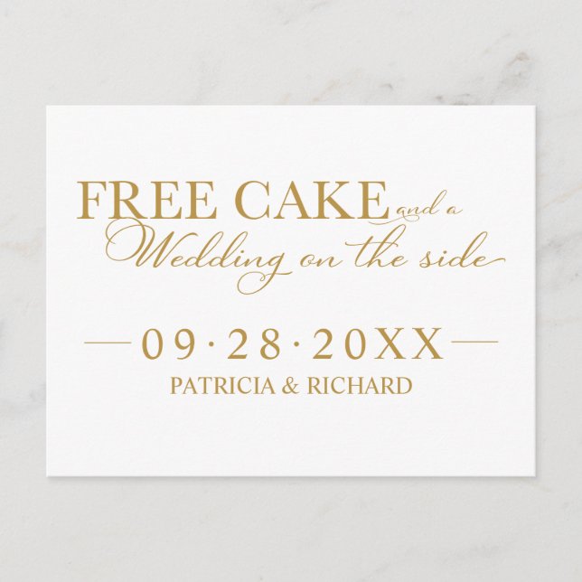 Postal Tarta Gratis Divertida Boda Guardar La Fecha Sin F (Anverso)