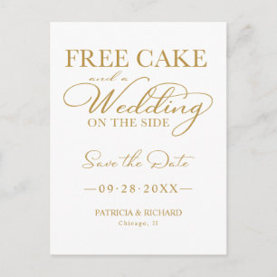 Postal Tarta Gratis Y Una Boda Al Margen Guarde La Fecha