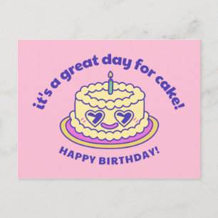 Postal Tarta rosa y púrpura Clase y refinada texto curvo