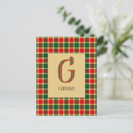 Postal Tartan de Gibbs con Monograma G