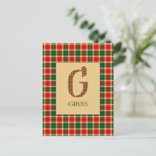 Postal Tartan de Gibbs con Monograma G 