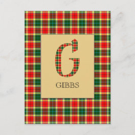 Postal Tartan de Gibbs con Monograma G 