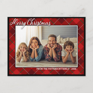 Postal Tartán elegante Fotos de la familia de navidad d