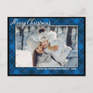 Postal Tartán elegante Fotos de la familia de navidad d