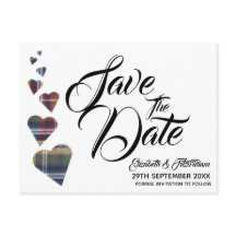 Tartan Heart Save the Date Postcard