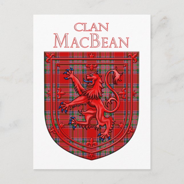 Postal Tartan MacBean Plaid Escocés León Rampante (Anverso)