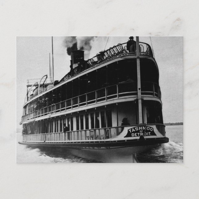 Postal Tashmoo de Detroit - Disparo de Stern a la vieja u (Anverso)
