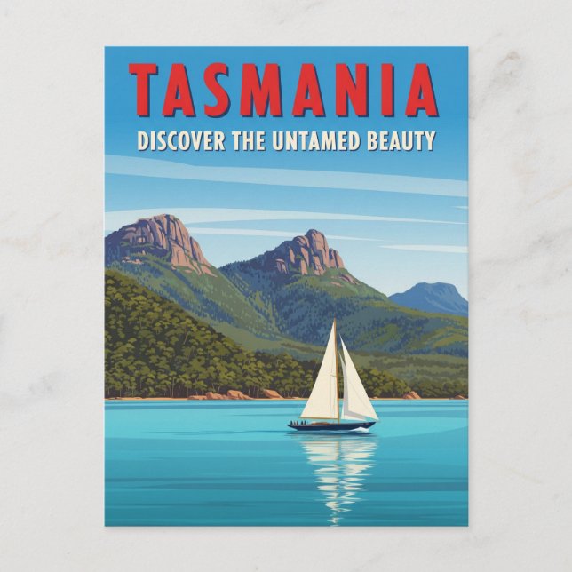 Postal Tasmania Sailboat Australia Viaje (Anverso)