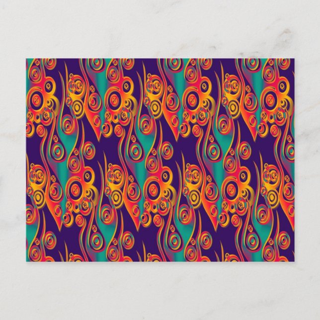 Postal Tattoo Pattern Art - llamas y círculos (Anverso)