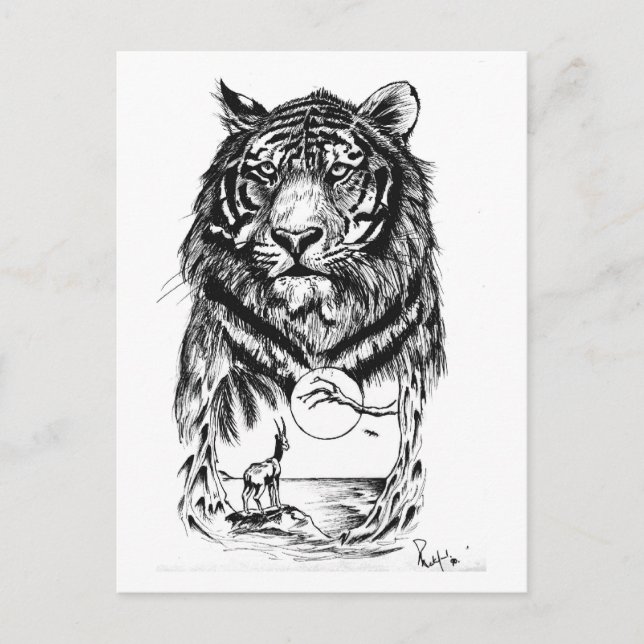 Postal Tattoo Tiger Art (Anverso)