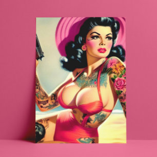 Postal Tattooed Beach Pin-up