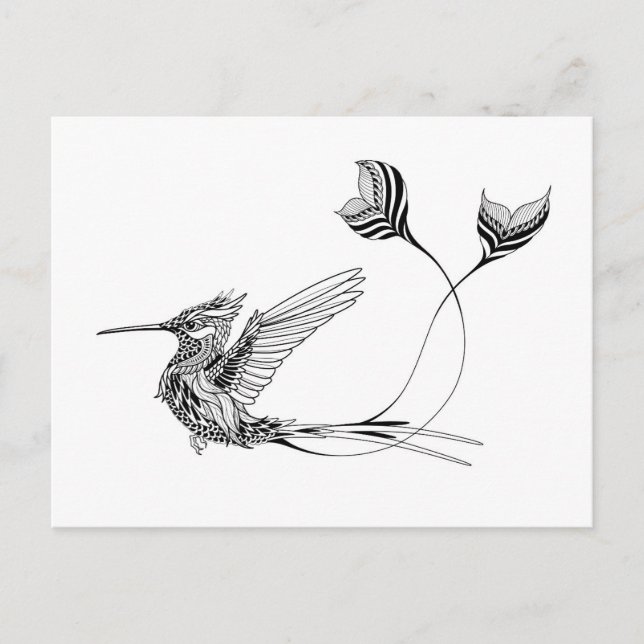 Postal Tatuaje de aves psicodélicas (Anverso)