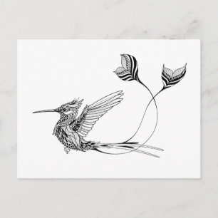 Postal Tatuaje de aves psicodélicas