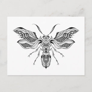 Postal Tatuaje de Bee-Wasp