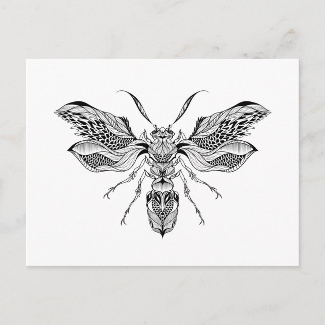 Postal Tatuaje de Bee-Wasp (Anverso)
