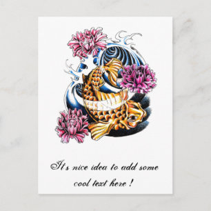 Postal Tatuaje de la carpa de Koi Oriental en Japón