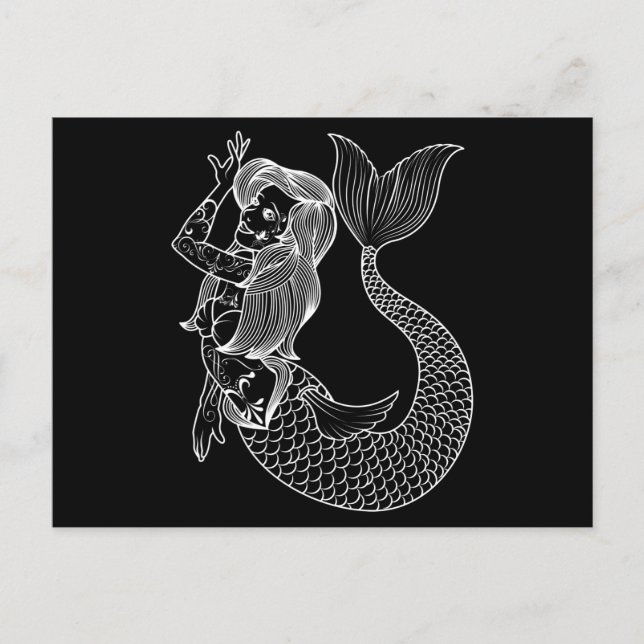 Postal Tatuaje de Sirena Arte de Sirena Vintage Tatuaje C (Anverso)