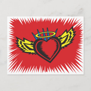 Postal Tatuaje del corazón del ángel volador