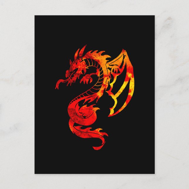 Postal Tatuaje del dragón de fuego rojo (Anverso)