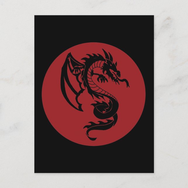 Postal Tatuaje del dragón del círculo rojo (Anverso)
