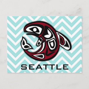 Postal Tatuaje Totémico Tribal Náutico de Seattle Orca Ba