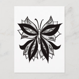 Postal Tatuaje Tribal Blanco Y Negro De Mariposa