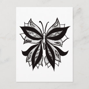 Postal Tatuaje Tribal Blanco Y Negro De Mariposa