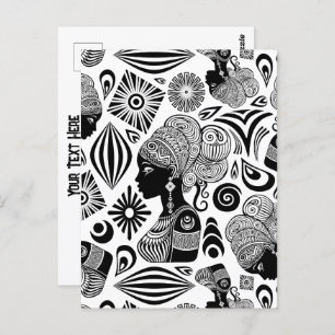 Postal Tatuaje tribal de retrato Chica africano