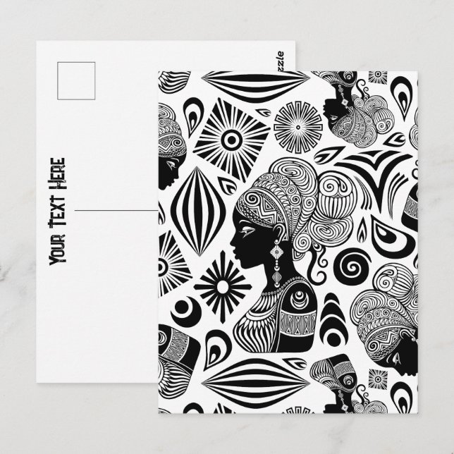Postal Tatuaje tribal de retrato Chica africano (Anverso / Reverso)