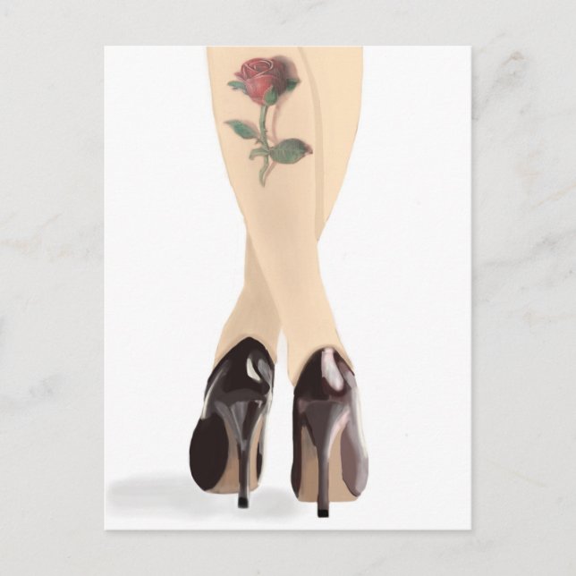 Postal Tatuajes altos en Rosa (Anverso)