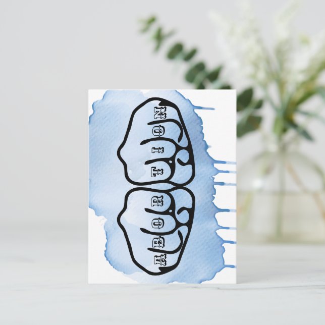 Postal Tatuajes de nudillos de aborto (Anverso de pie)