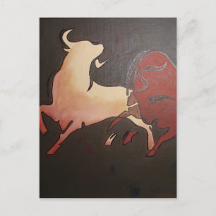 Postal Taurean Bulls Animal Art