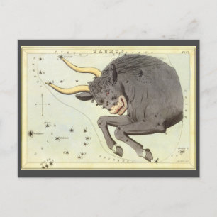 Postal Tauro Toro, Constellación Vintage Espejo de Urania