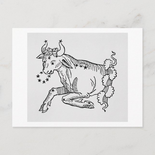 Postal Taurus (el toro) un ilustracion de "Poetic" (Anverso)