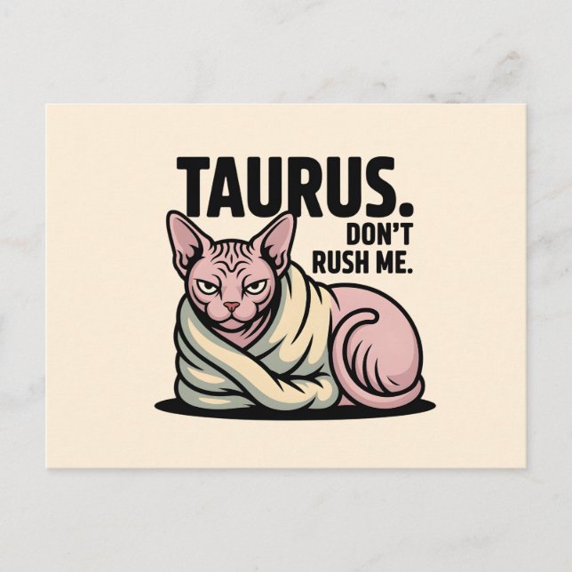 Postal Taurus Sphynx Cat Zodiac Attitude Illustration (Anverso)