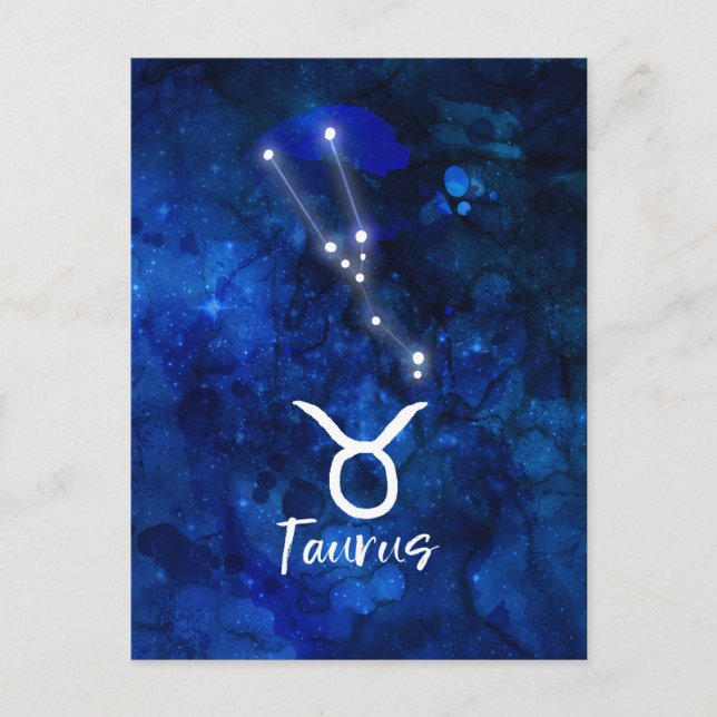 Postal Taurus Zodiac Constelación Azul Galaxia Celestial (Anverso)