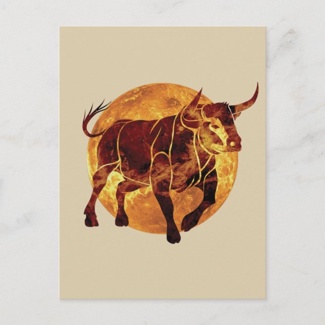 Postal Taurus Zodiac Rótulo Throw (Anverso)