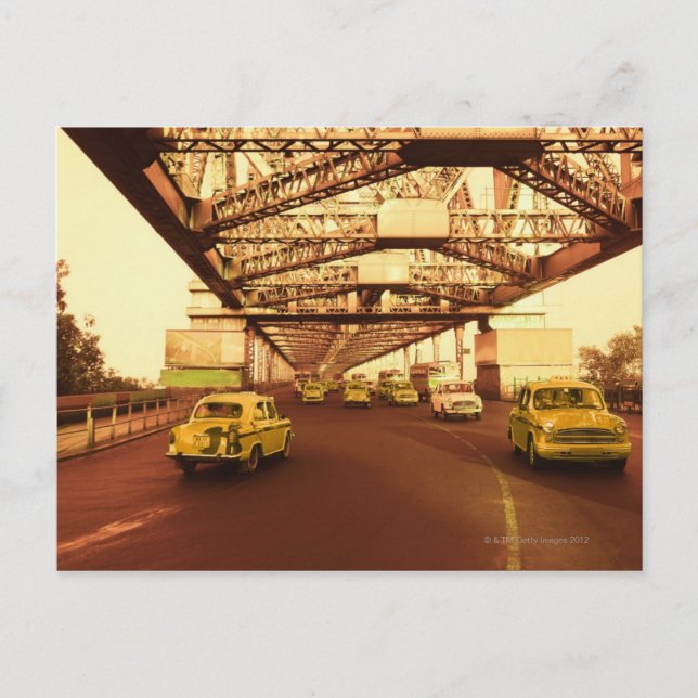 Postal Taxi en un puente (Anverso)