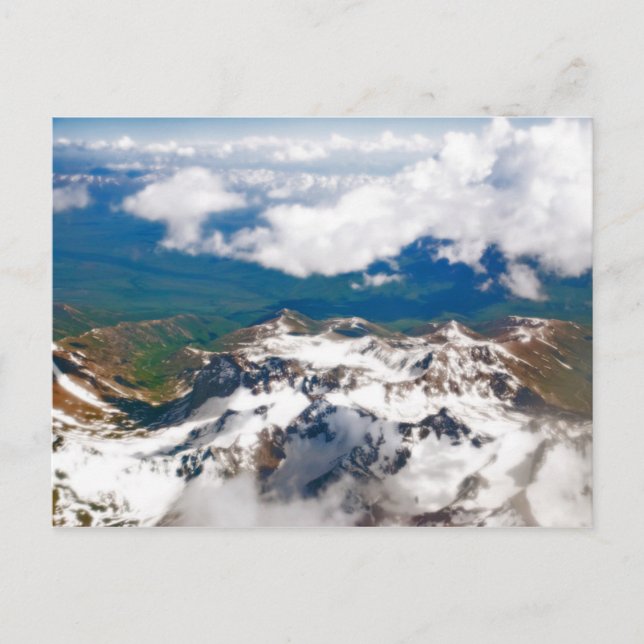 Postal Tayikistán - Volando sobre las montañas Pamir (Anverso)