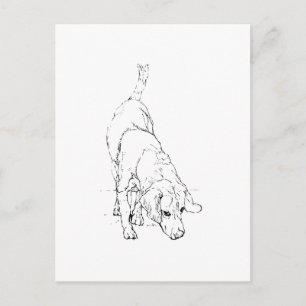 Postal Taza Beagle – Perro de Tinta Dibujado a Mano 