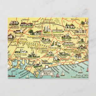 Postal Taza con mapa vintage de Bognor Inglaterra