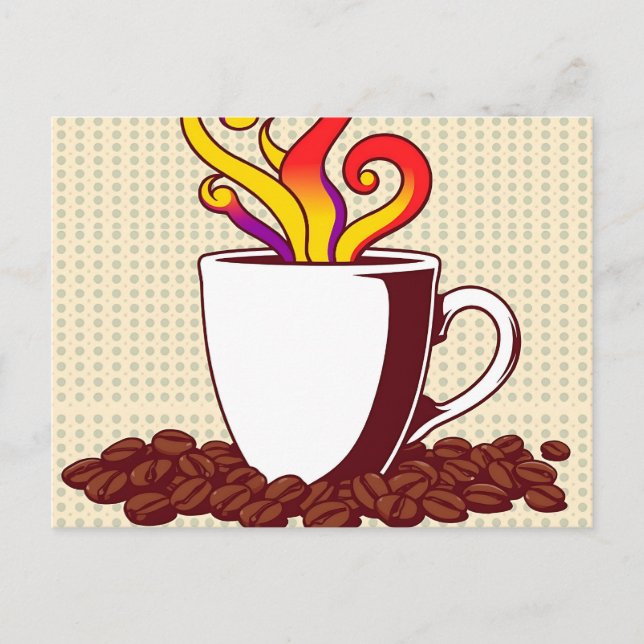Postal Taza De Café Audaz Arte Pop Retro (Anverso)