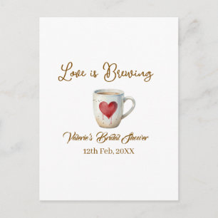 Postal Taza de café blanco con corazón de amor de boda