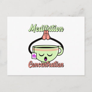 Postal Taza De Café Bonita Meditación Concentración Kawai