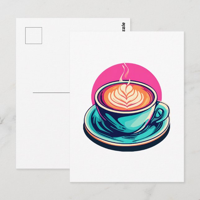 Postal taza de café capuchino (Anverso / Reverso)
