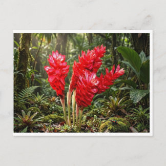 Postal Taza de café con flor de jengibre botánico vibrant