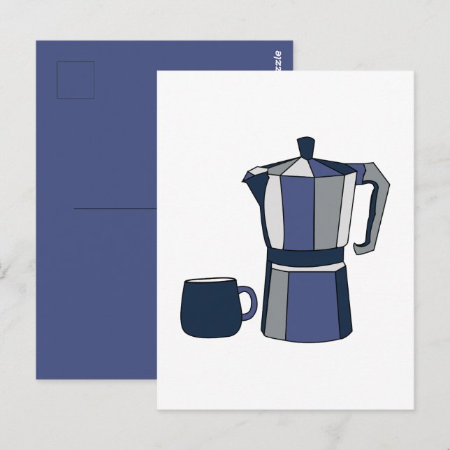 Postal Taza de café de cafetera  (Anverso / Reverso)