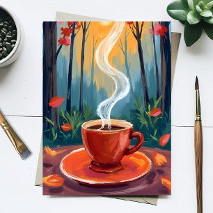 Postal Taza de café pintura acuarela
