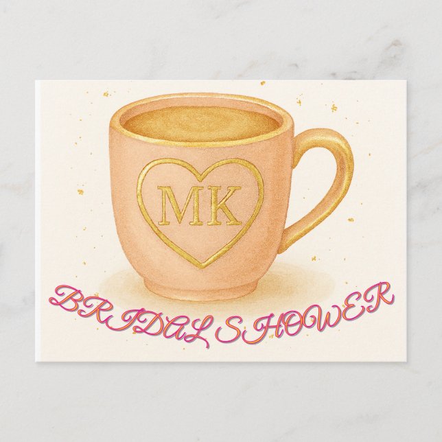 Postal Taza de café rosa rubor (Anverso)